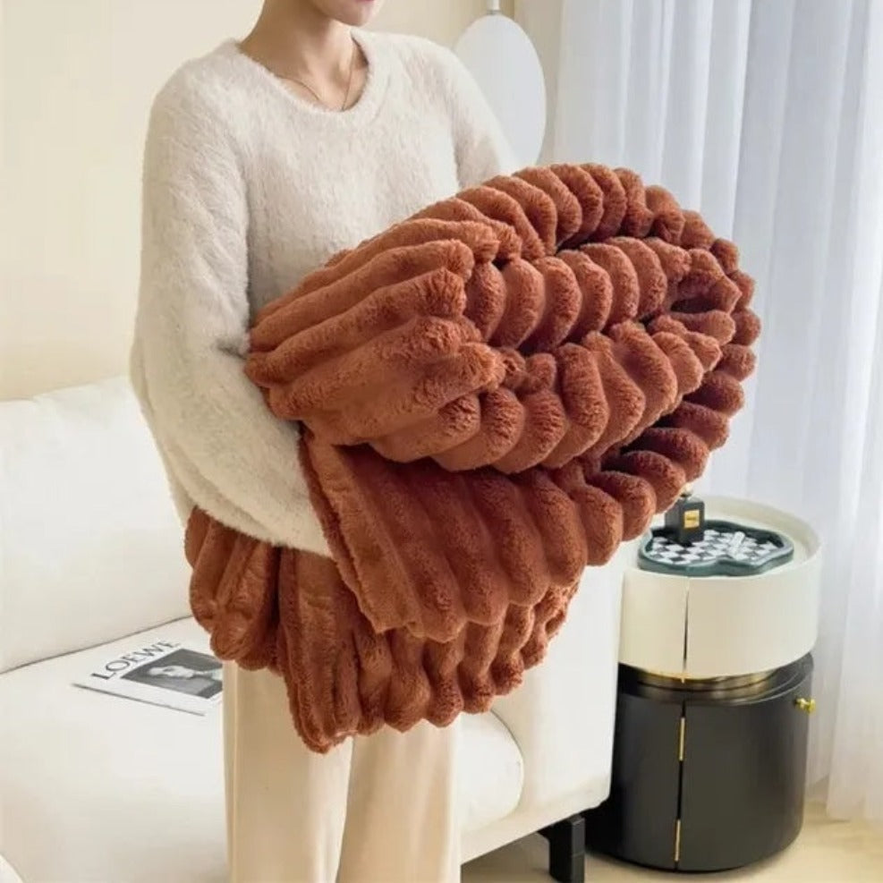 Terracotta velvety microfleece throw blanket