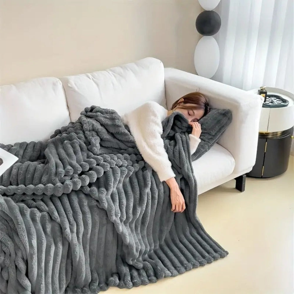 Velvety microfleece throw blanket plush surface detail