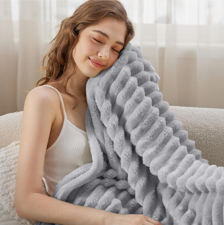 Velvety microfleece throw blanket folded view