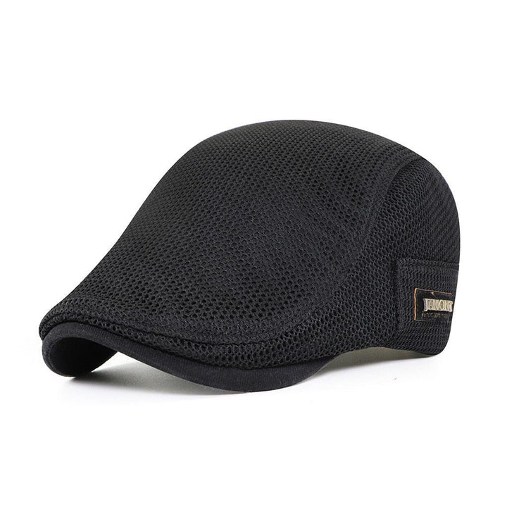 Black Ventilated Mesh Flat Cap side view