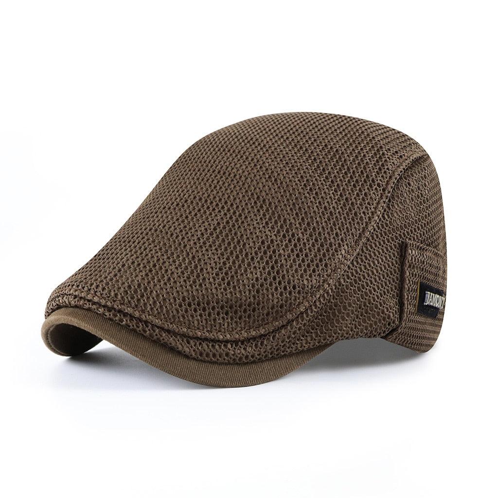 Brown Ventilated Mesh Flat Cap side view