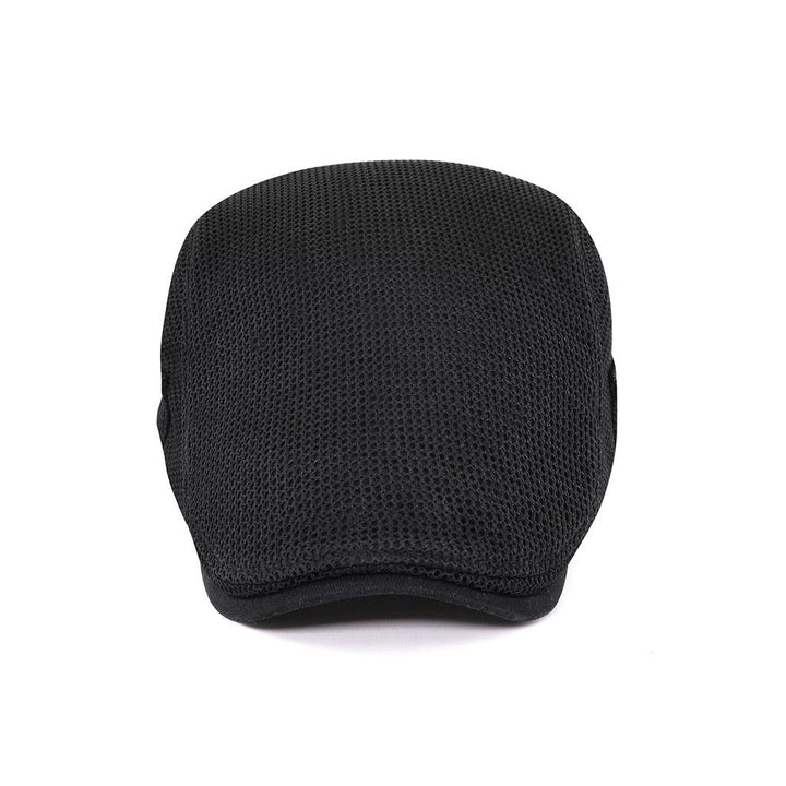 Black Ventilated Mesh Flat Cap front view