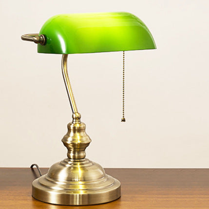 Antique bronze Vintage Brass Banker's Lamp on desk