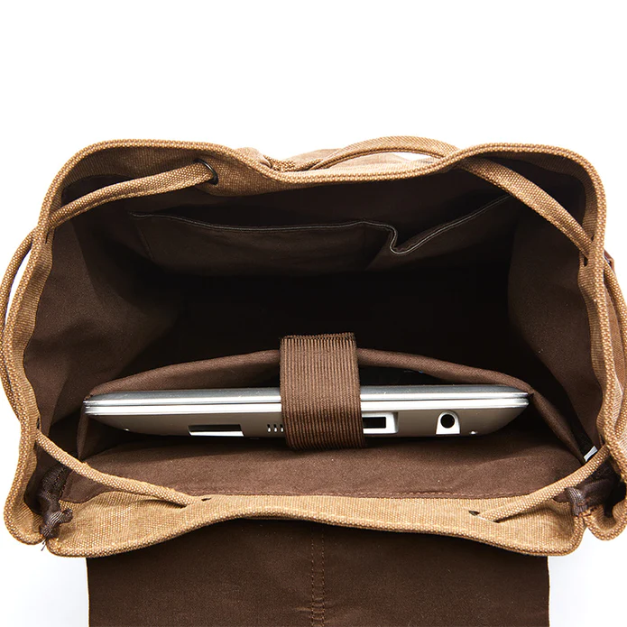 Vintage Canvas Travel Backpack - Interior Laptop Compartment