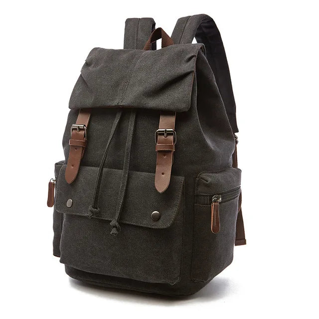 Vintage Canvas Travel Backpack - Black