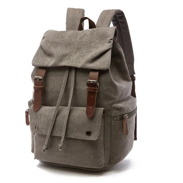 Vintage Canvas Travel Backpack - Grey