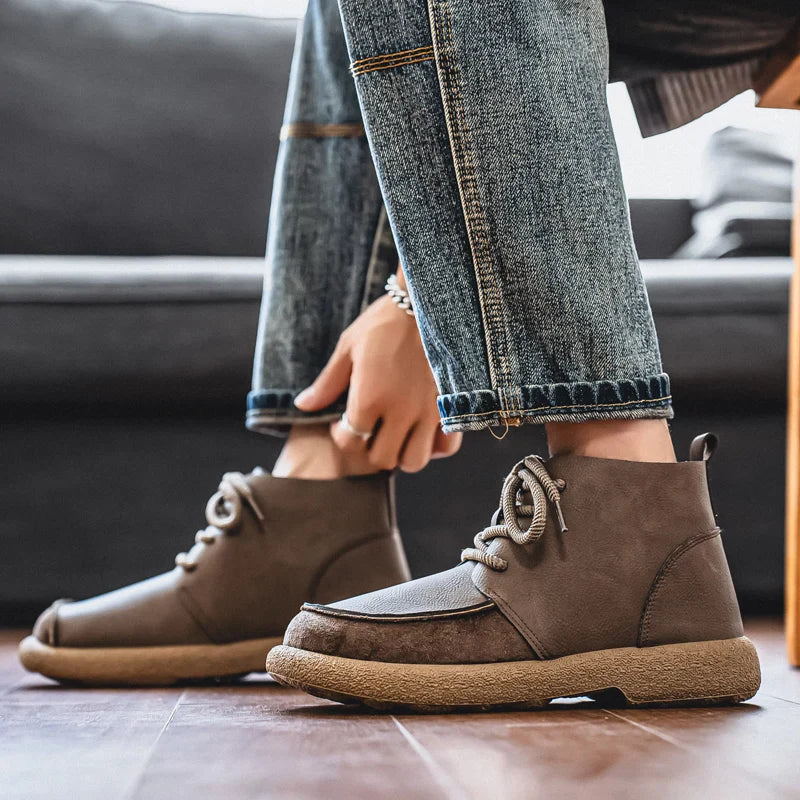 Brown Leather Boots lace detail
