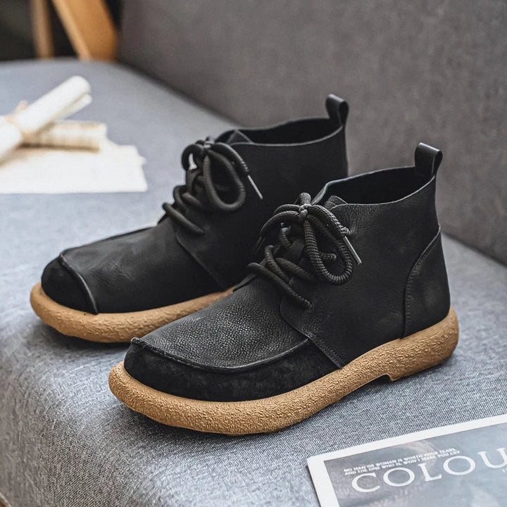 Black Leather Boots front view