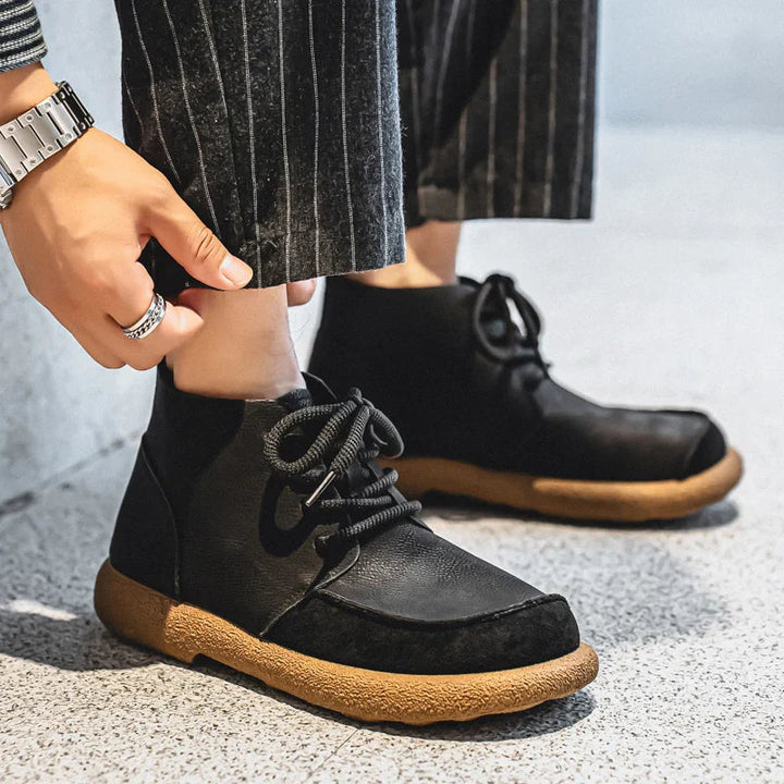 Black Leather Boots lace detail