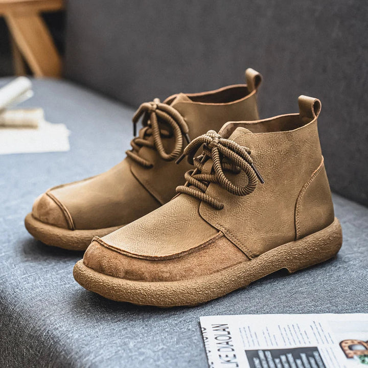 Camel Leather Boots front view