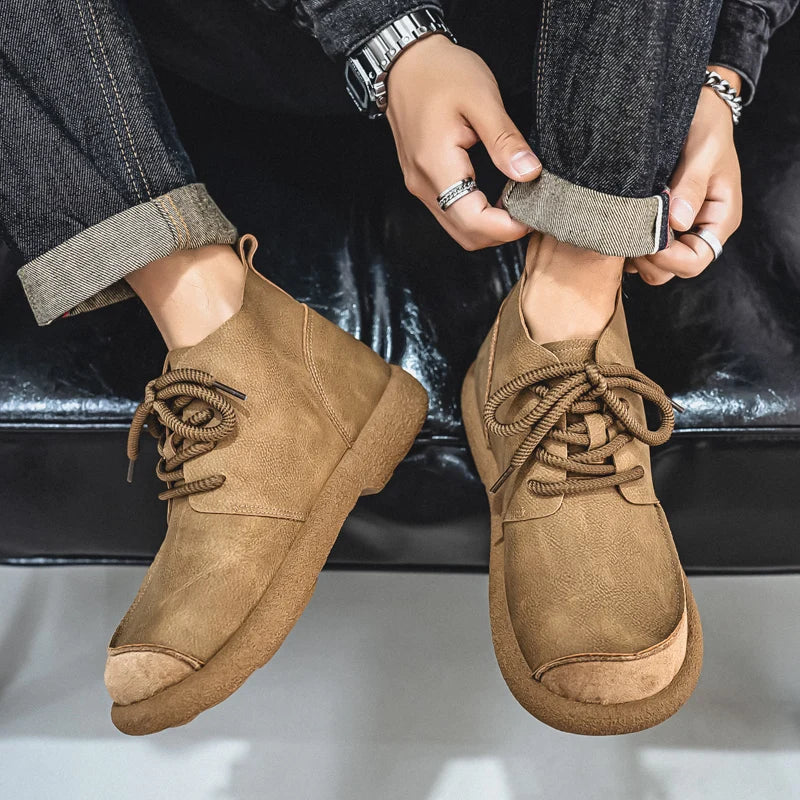 Camel Leather Boots lace detail