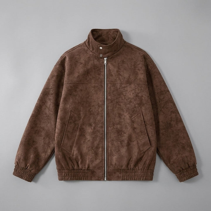 Coffee Vintage Suede Jacket flat lay front
