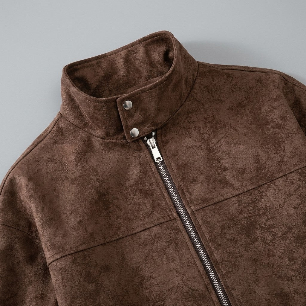 Coffee Vintage Suede Jacket suede detail
