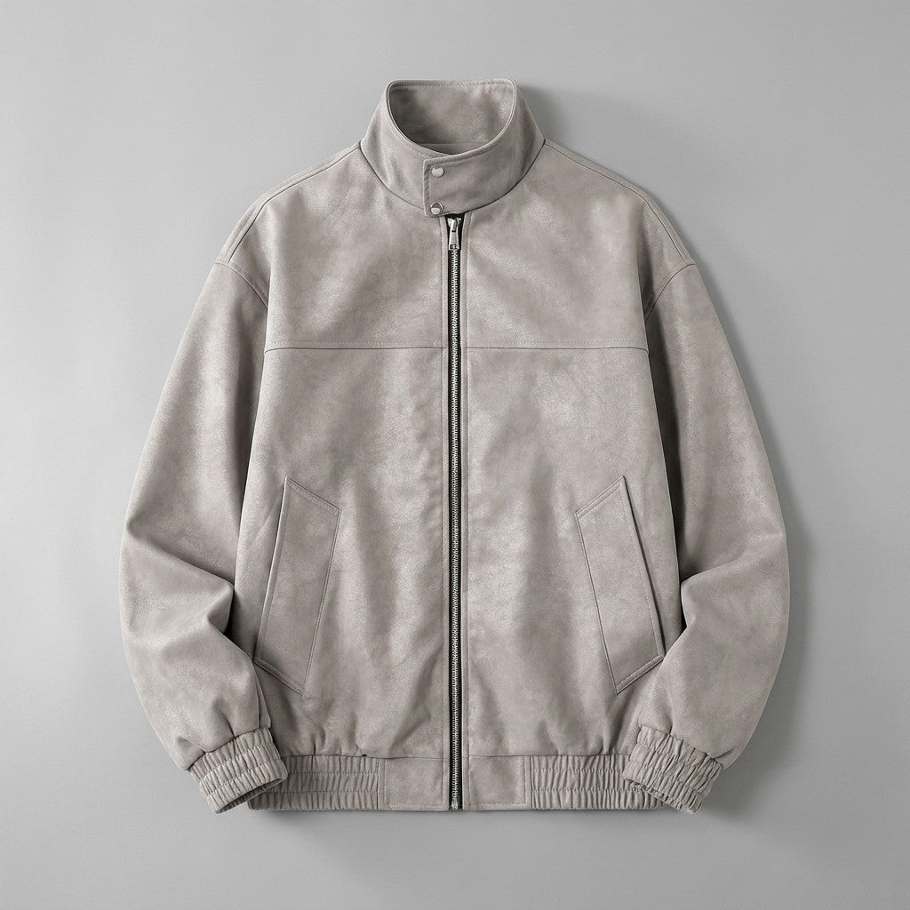 Gray Vintage Suede Jacket flat lay front