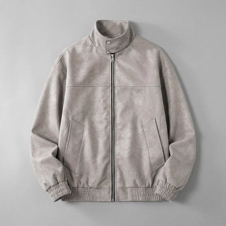 Gray Vintage Suede Jacket flat lay front