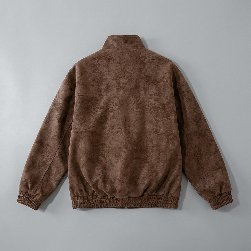 Coffee Vintage Suede-Look Jacket flat lay back