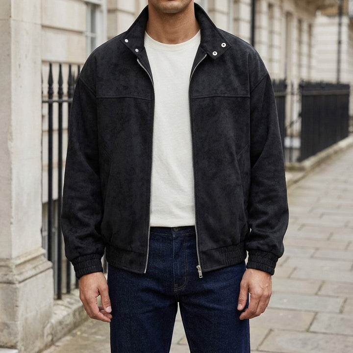 Black Vintage Suede-Look Jacket worn lifestyle
