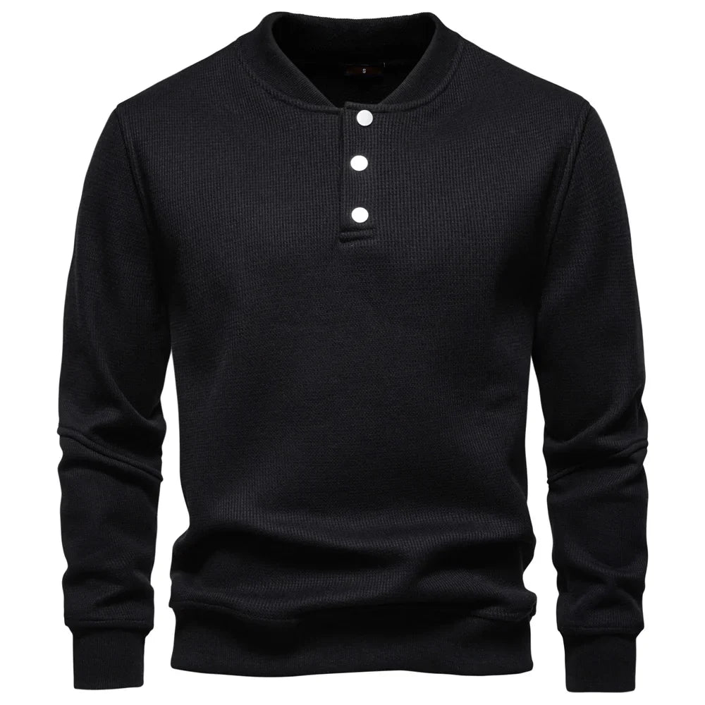 Waffle-Knit Henley Pullover alternate view 6