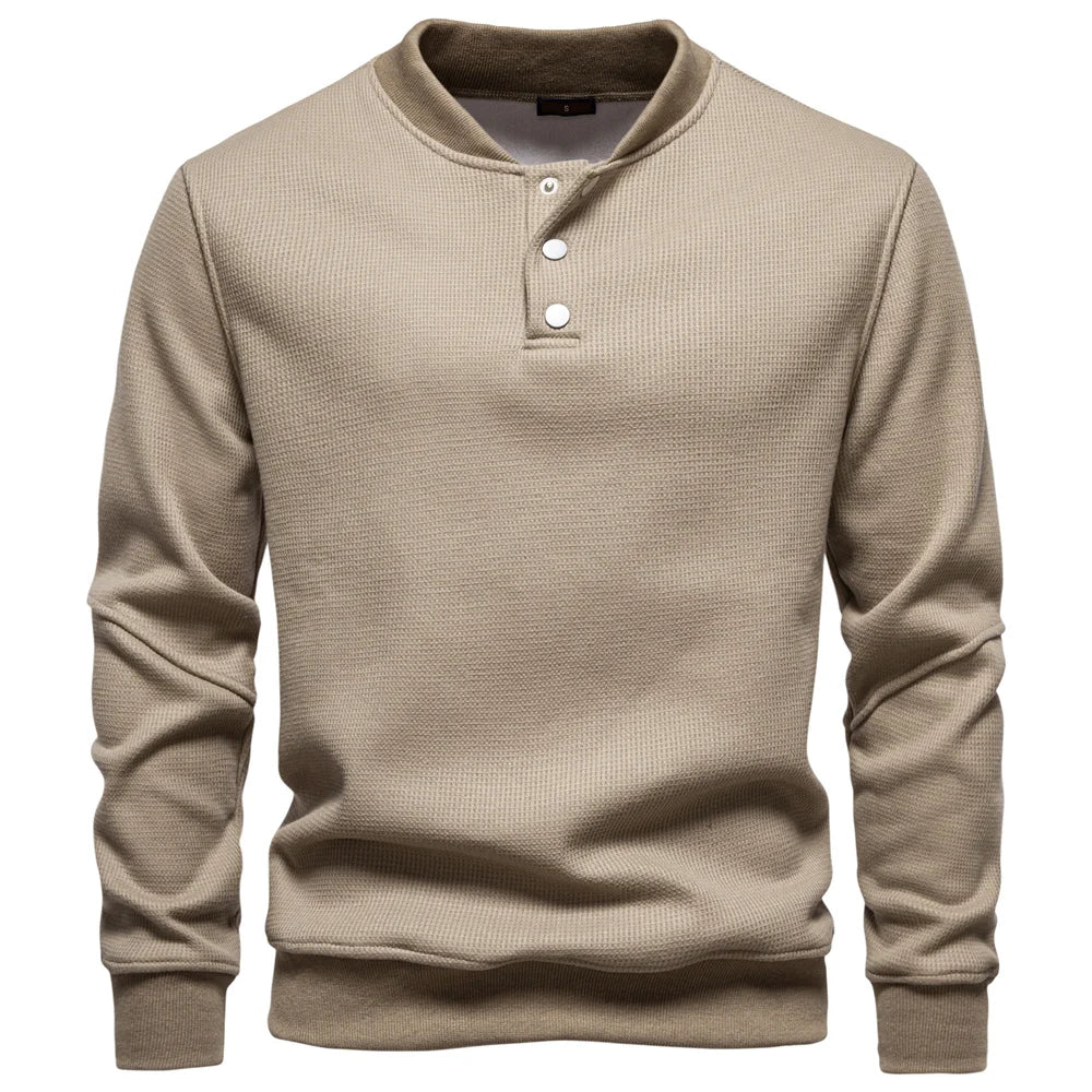 Waffle-Knit Henley Pullover alternate view 7