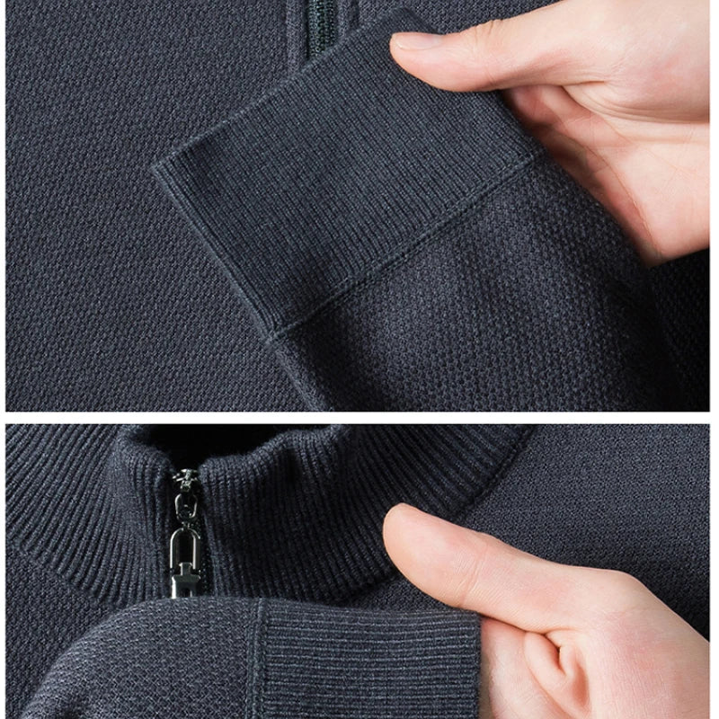 Waffle-Textured Half-Zip Sweater alternate view 4