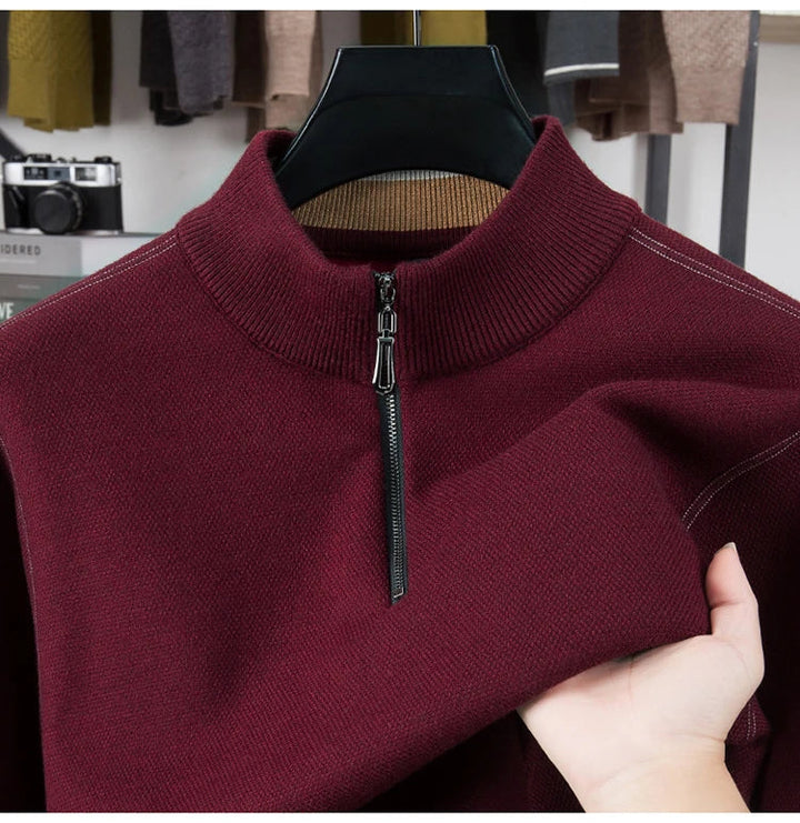 Waffle-Textured Half-Zip Sweater alternate view 5