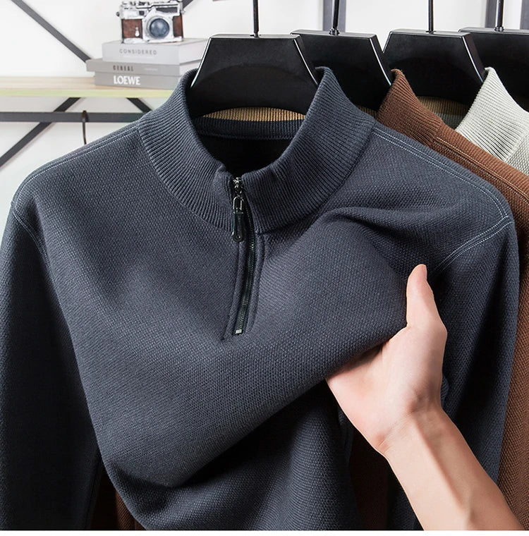 Waffle-Textured Half-Zip Sweater alternate view 6