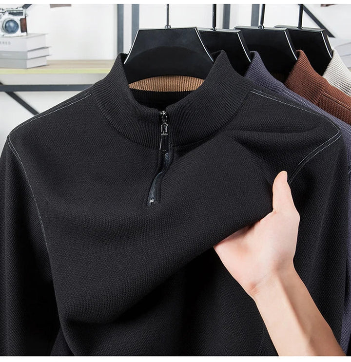Waffle-Textured Half-Zip Sweater alternate view 7