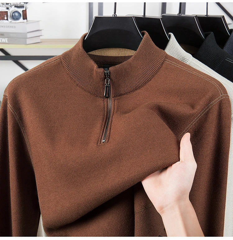 Waffle-Textured Half-Zip Sweater alternate view 8