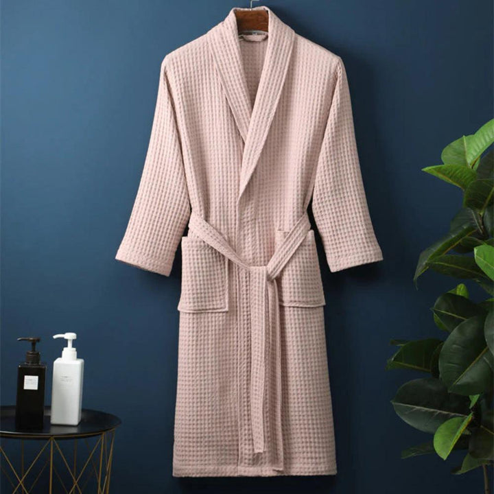 Pink Waffle Weave Cotton Robe front view