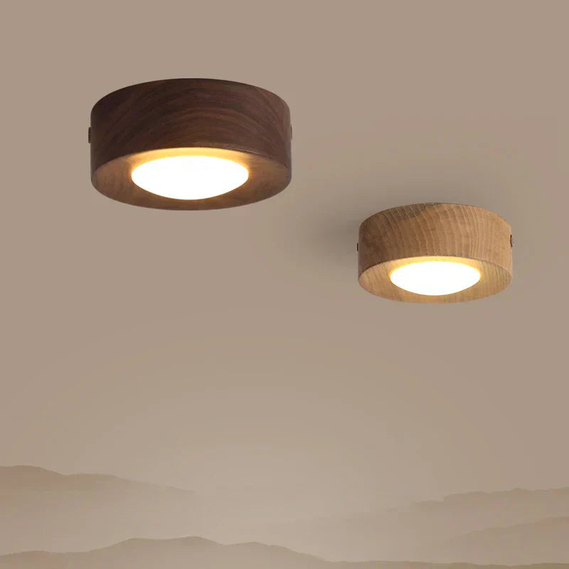 Modern Walnut Wood LED Ceiling Light Fixture for Elegant Home Decor