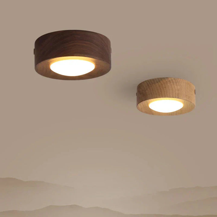 Modern Walnut Wood LED Ceiling Light Fixture for Elegant Home Decor