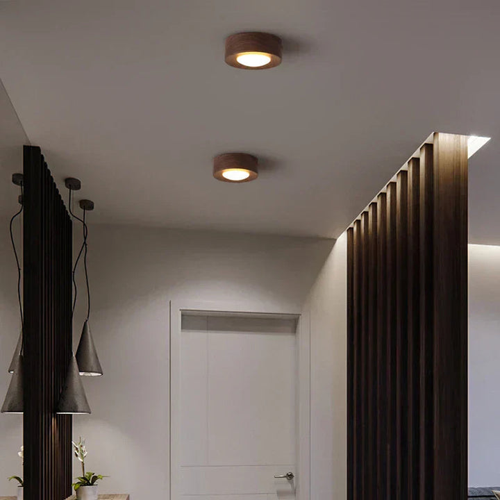 Modern Walnut Wood LED Ceiling Light Fixture for Elegant Home Decor
