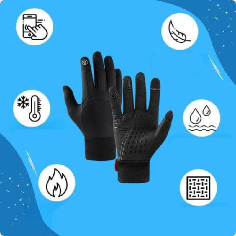 Black Warm Grip-Palm Winter Gloves features overview