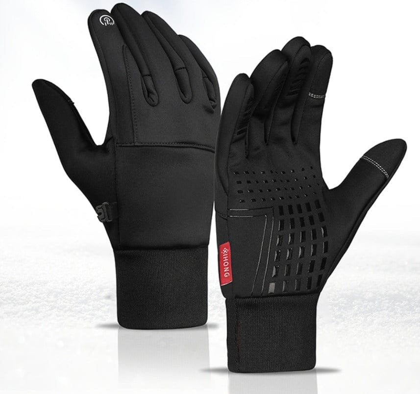 Black Warm Grip-Palm Winter Gloves front and palm view