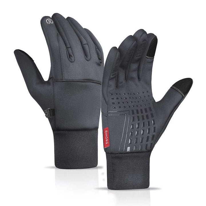 Gray Warm Grip-Palm Winter Gloves front and palm view