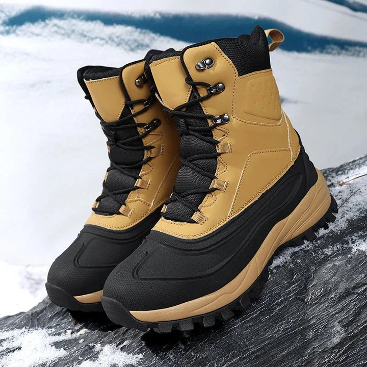 Mustard Yellow Warm-Lined Snow Boots front view