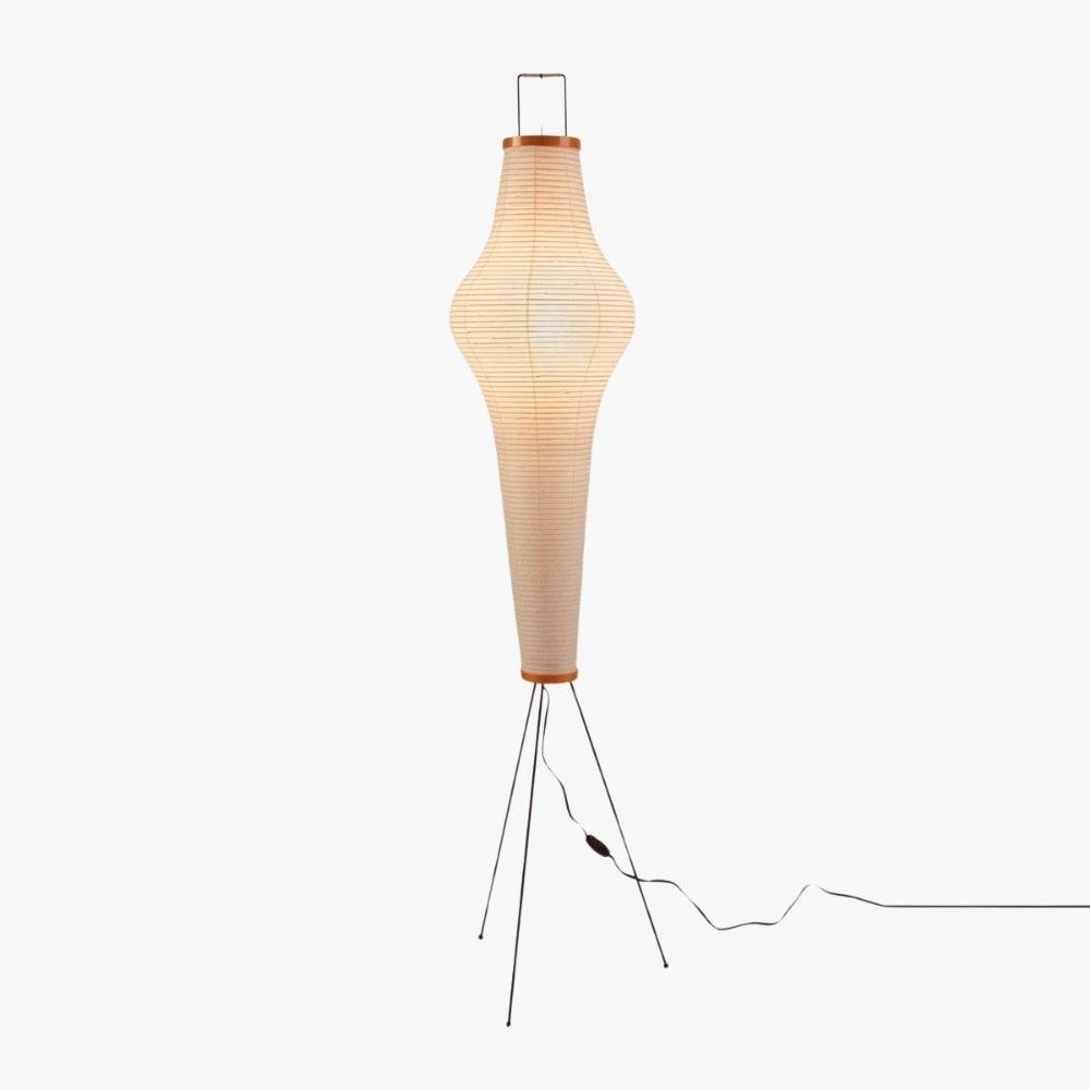 White Washi Paper Column Floor Lamp on tripod base