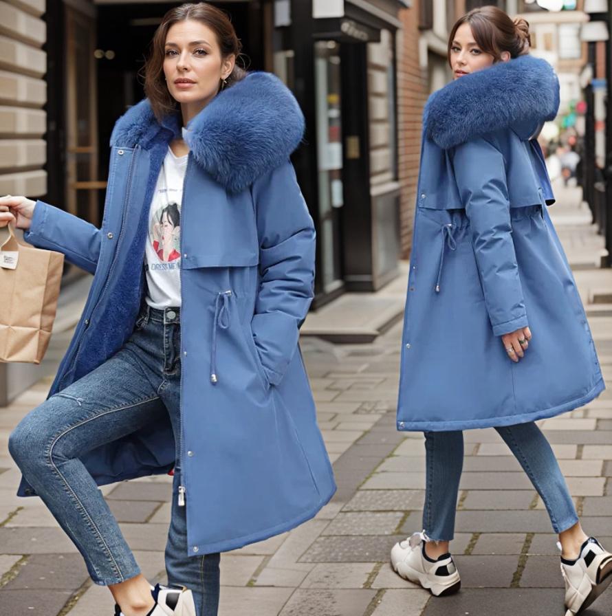 Blue Water-Repellent Insulated Coat front view