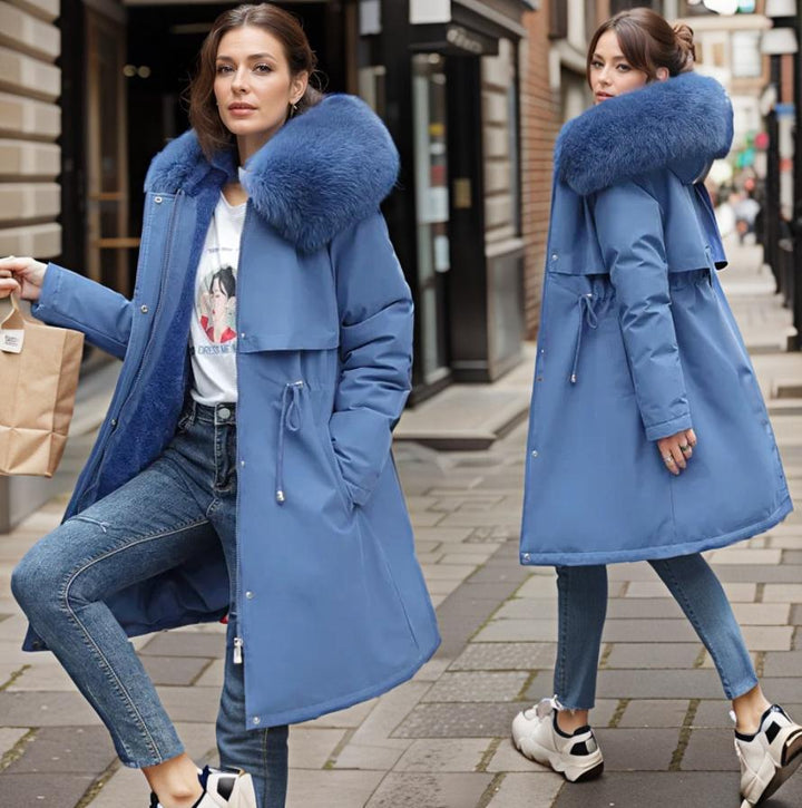 Blue Water-Repellent Insulated Coat front view