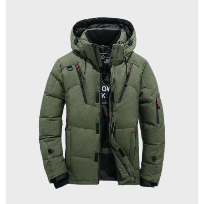 Green Water-Resistant Hooded Puffer Jacket front view