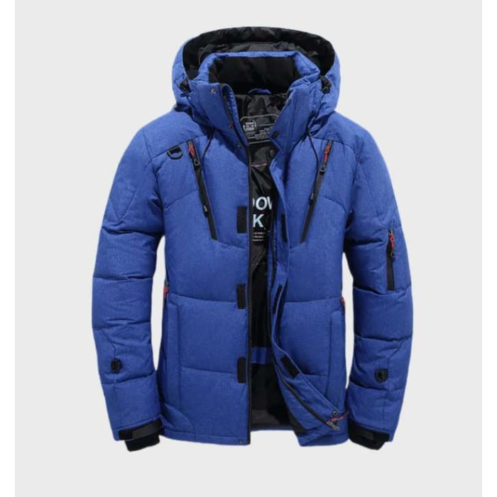 Navy Water-Resistant Hooded Puffer Jacket front view