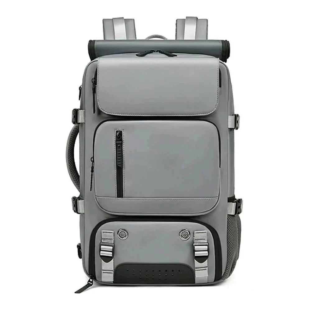 Water-Resistant USB Travel Backpack back view with straps
