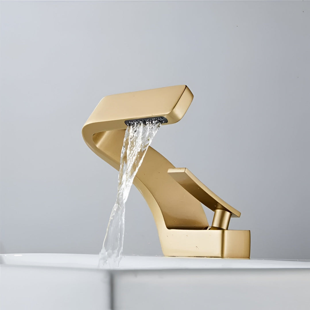 Waterfall Brass Bathroom Faucet front view