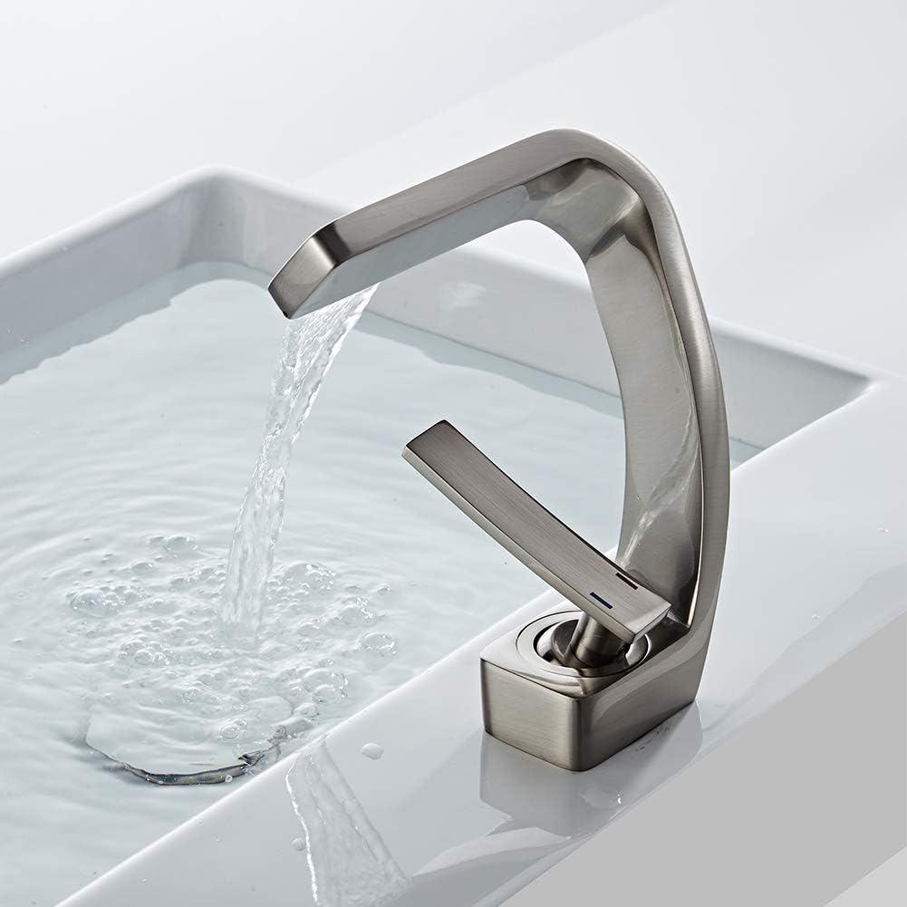 Waterfall Brass Bathroom Faucet single-hole deck mount detail