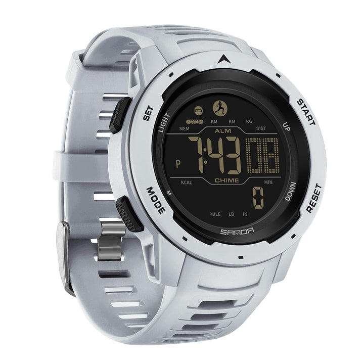 Grey Waterproof Digital Pedometer Watch front view