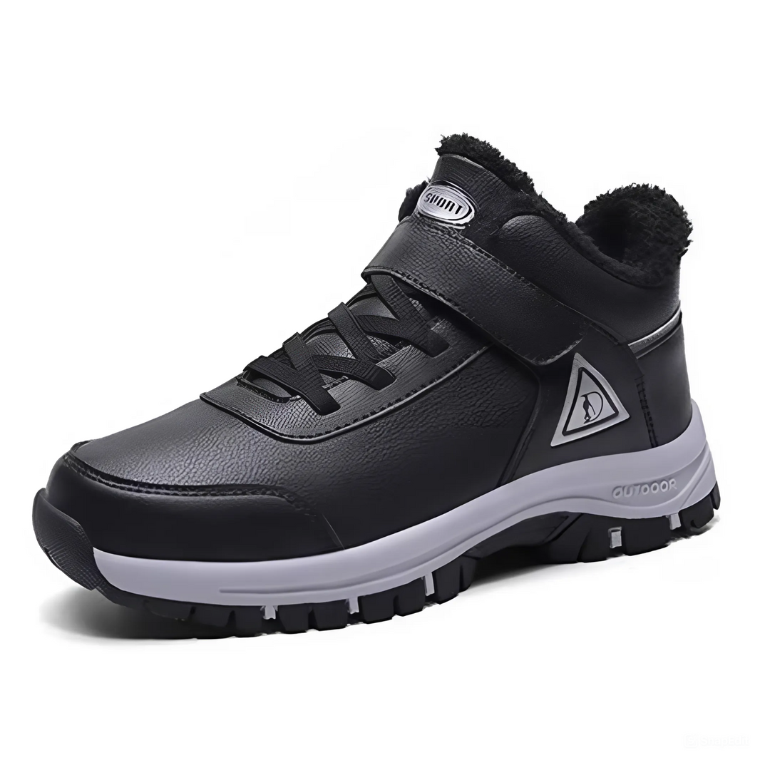 Black Grey Waterproof Insulated Snow Boots front view