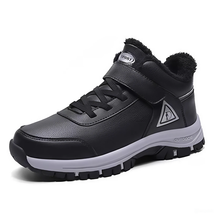 Black Grey Waterproof Insulated Snow Boots front view