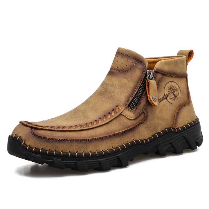 Black Waterproof Leather Work Boots front view