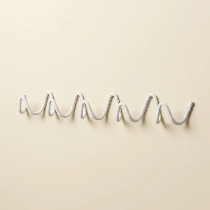 White Wavy Iron Wall Coat Hooks front view