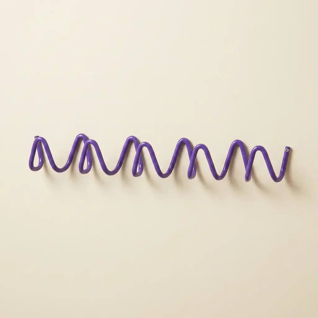 Purple Wavy Iron Wall Coat Hooks front view